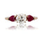 Bague 54 Baume - Bague trilogie en or jaune 18 carats avec diamant et rubis 58 Facettes 24-158