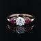 Bague 54 Baume - Bague trilogie en or jaune 18 carats avec diamant et rubis 58 Facettes 24-158