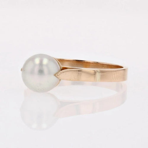 Bague 55 Bague solitaire en or jaune 18 carats avec perle de culture 58 Facettes 13-203