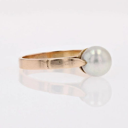 Bague 55 Bague solitaire en or jaune 18 carats avec perle de culture 58 Facettes 13-203