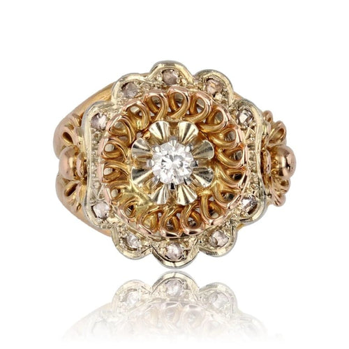 Bague 50 Bague vintage en or rose 18 carats et diamants 58 Facettes 24-003