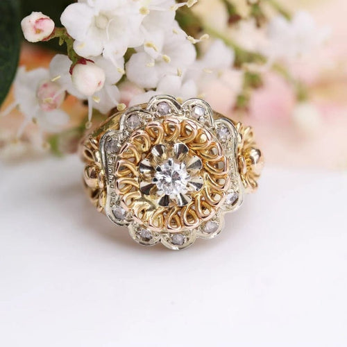 Bague 50 Bague vintage en or rose 18 carats et diamants 58 Facettes 24-003