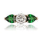 Bague 54 Création Baume - Bague trilogie en or jaune avec diamant et tsavorites 58 Facettes 24-064