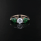 Bague 54 Création Baume - Bague trilogie en or jaune avec diamant et tsavorites 58 Facettes 24-064