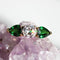 Bague 54 Création Baume - Bague trilogie en or jaune avec diamant et tsavorites 58 Facettes 24-064
