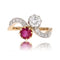 Bague 61 Bague Toi et Moi en or jaune 18 carats, platine, diamants et rubis 58 Facettes 24-001