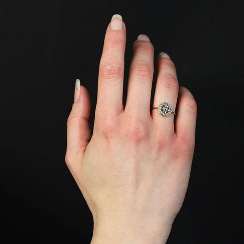 Bague 50 Bague ancienne ronde en or rose 18 carats et platine, diamants 58 Facettes 15-368