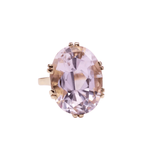 Bague 53 Bague cocktail vintage à kunzite ovale en or rose 18 carats 58 Facettes 23-325