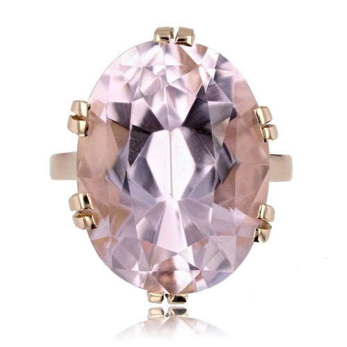Bague 53 Bague cocktail vintage à kunzite ovale en or rose 18 carats 58 Facettes 23-325