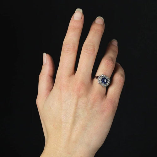 Bague 53 Bague Art déco en platine avec saphir et diamants 58 Facettes 23-315
