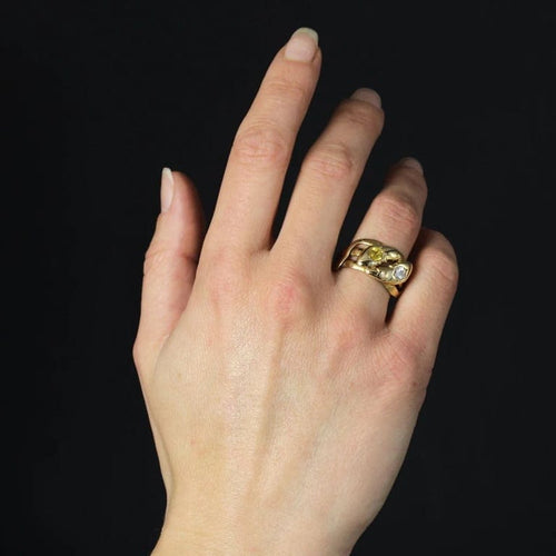 Bague 62 Bague ancienne serpent en or jaune 18 carats, diamant et saphir jaune 58 Facettes 23-291