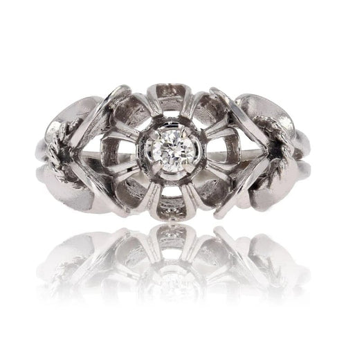 Bague 54 Bague solitaire vintage en or blanc 18 carats et saphir blanc 58 Facettes 20-179B