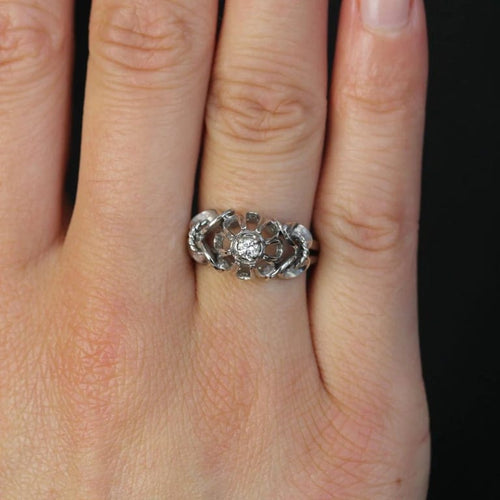 Bague 54 Bague solitaire vintage en or blanc 18 carats et saphir blanc 58 Facettes 20-179B