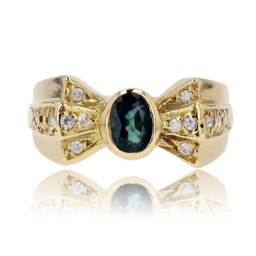 Bague 53 Bague nœud en or jaune 18 carats saphir et diamants 58 Facettes 21-222B