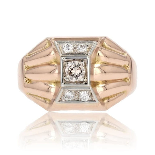 Bague 52 Bague tank dôme en or rose 18 carats et diamants 58 Facettes 23-283
