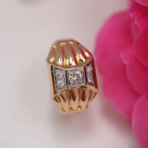 Bague 52 Bague tank dôme en or rose 18 carats et diamants 58 Facettes 23-283