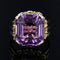 Bague 55 Bague vintage en or jaune 18 carats avec kunzite 19,39 ct 58 Facettes 23-258