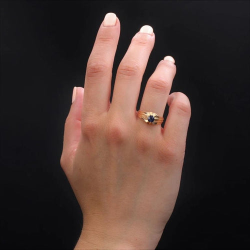 Bague 56 Bague jonc ancienne en or jaune 18 carats et saphir 58 Facettes CV95