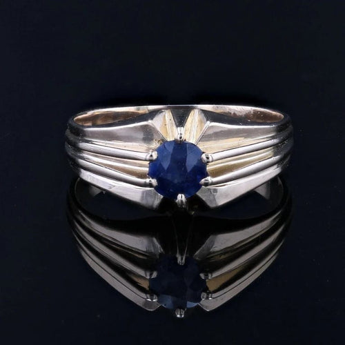 Bague 56 Bague jonc ancienne en or jaune 18 carats et saphir 58 Facettes CV95