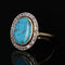 Bague 55 Bague ancienne ovale en or jaune 18 carats, platine, diamants et turquoise 58 Facettes 23-143