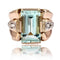 Bague 49 Bague tank rétro aigue-marine et diamants en or rose 18 carats 58 Facettes 22-624