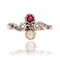 Bague 56 Bague ancienne toi et moi en or rose 18 carats grenat perle diamants 58 Facettes 23-080C