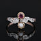 Bague 56 Bague ancienne toi et moi en or rose 18 carats grenat perle diamants 58 Facettes 23-080C