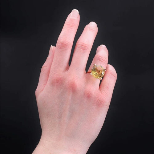 Bague 52 Bague vintage en or rose 18 carats avec citrine 58 Facettes 23-062