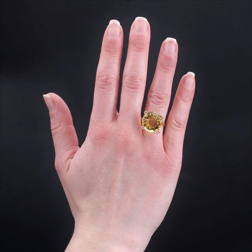Bague 52 Bague vintage en or rose 18 carats avec citrine 58 Facettes 23-062