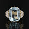 Bague 51 Bague cocktail aigue-marine et diamants en or jaune 18 carats 58 Facettes 22-645