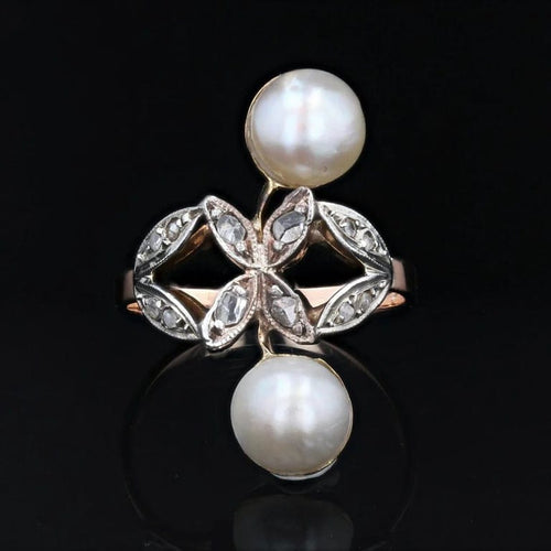 Bague 48 Bague Toi et Moi ancienne en or rose avec perles Mabé et diamants 58 Facettes 22-564
