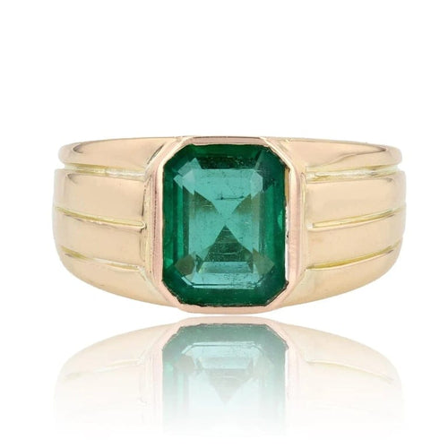 Bague 60 Bague jonc ancienne en or jaune 18 carats et émeraude 58 Facettes 22-635