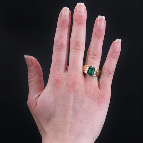 Bague 60 Bague jonc ancienne en or jaune 18 carats et émeraude 58 Facettes 22-635