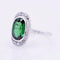 Bague 51 Bague ancienne ovale en or blanc 18 carats avec tsavorite et diamants 58 Facettes 22-491
