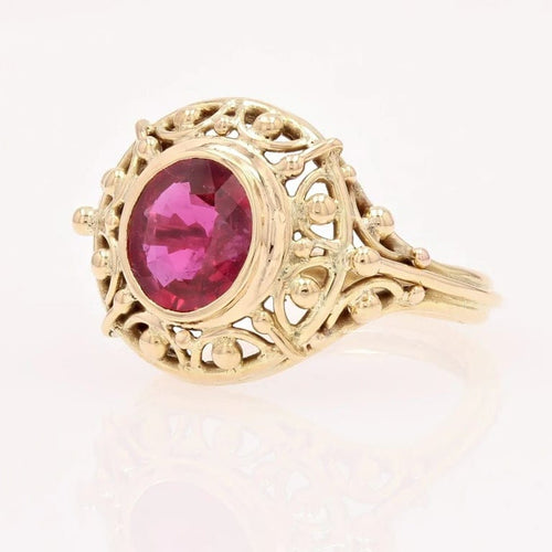 Bague 49 Bague ancienne en or jaune 18 carats avec rubis naturel 58 Facettes 22-449