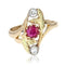 Bague 55 Art nouveau - Bague ancienne en or jaune et vert, rubis et diamants 58 Facettes 22-478