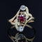 Bague 55 Art nouveau - Bague ancienne en or jaune et vert, rubis et diamants 58 Facettes 22-478