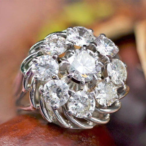 Bague 52 Bague marguerite en or blanc et platine sertie de diamants 58 Facettes 22-410