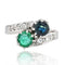 Bague 55 Bague toi et moi émeraude saphir et diamants en or blanc 18 carats 58 Facettes CV80