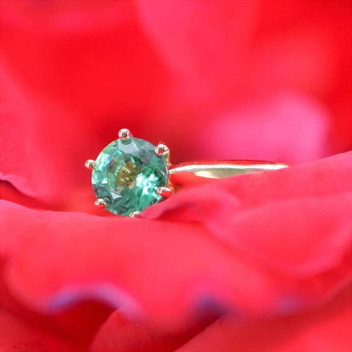 Bague 57 Bague solitaire émeraude en or jaune 18 carats 58 Facettes 22-346