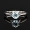 Bague 53 Bague solitaire en or blanc 18 carats avec aigue-marine ronde 58 Facettes 22-347