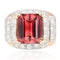 Bague 56 Bague tank en or rose et platine avec tourmaline et diamants 58 Facettes 22-344