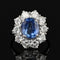 Bague 52 Bague marguerite ancienne en or blanc avec saphir et diamants 58 Facettes 22-205