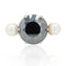 Bague 54 Bague de cocktail en or blanc 18 carats, hématite et perles 58 Facettes 18-322