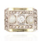 Bague 52 Bague tank en or jaune 18 carats et platine avec diamants et perles fines 58 Facettes 19-363