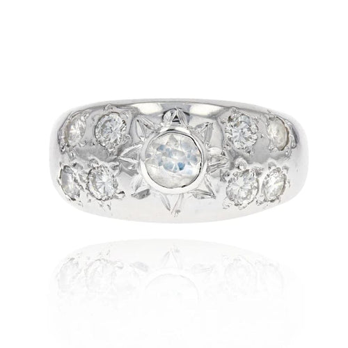 Bague 53 Bague jonc en or blanc 18 carats et diamants 58 Facettes 22-231