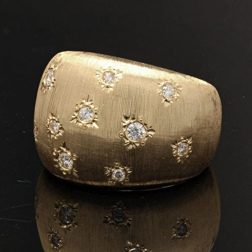 Bague 53 Bague jonc satinée en or jaune 18 carats et diamants 58 Facettes MS1014