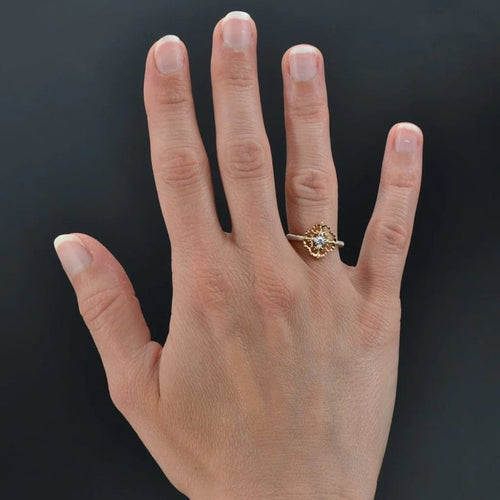 Bague 53 Bague arabesques en or jaune et or blanc 18 carats, diamant 58 Facettes AN199