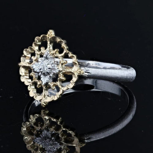 Bague 53 Bague arabesques en or jaune et or blanc 18 carats, diamant 58 Facettes AN199