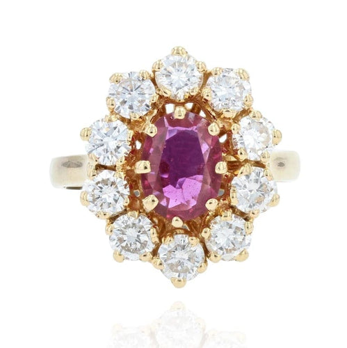 Bague 50 Bague marguerite en or jaune 18 carats rubis et diamants 58 Facettes 22-229